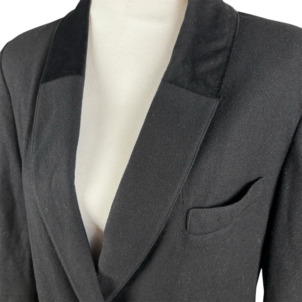 Novo Club Womens Wool Blazer‎ Velvet Collar Relaxed Fit Size 6 Black Vtg Office - Picture 4 of 8